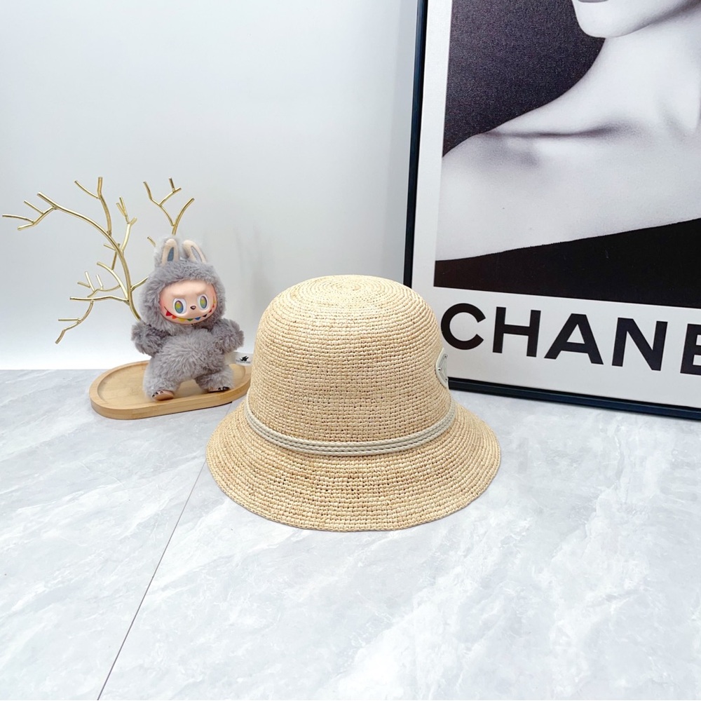 Prada Triangle Logo Straw Bucket Hat - Picture 7 of 8